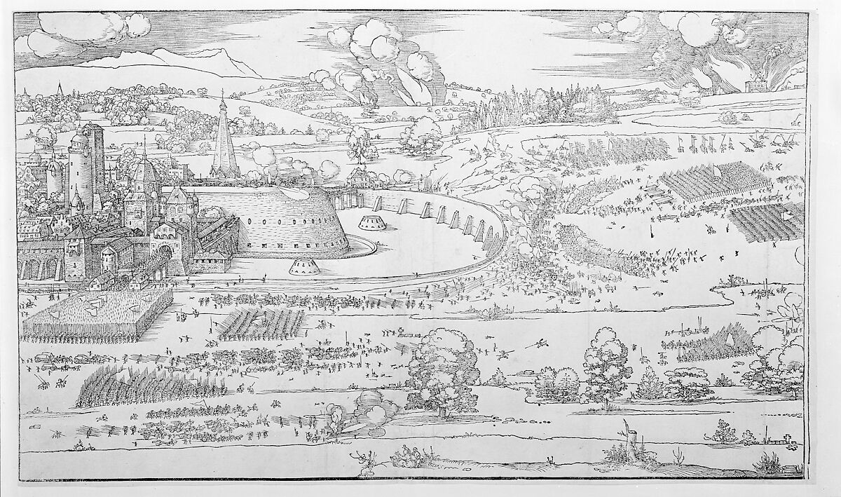 The Siege of a Fortress, Albrecht Dürer (German, Nuremberg 1471–1528 Nuremberg), Woodcut