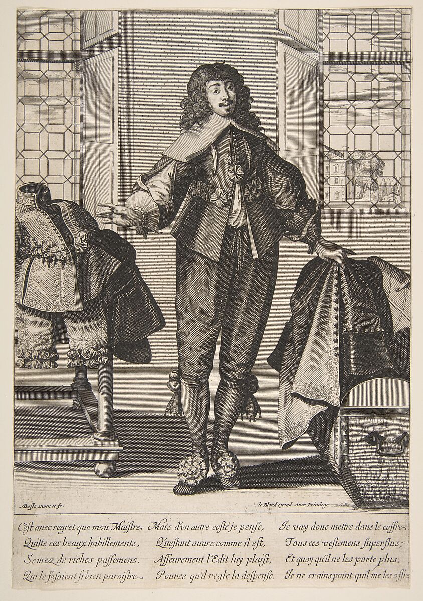 A Valet Putting Away the Luxious Clothes of His Master, Abraham Bosse (French, Tours 1602/04–1676 Paris), Etching 