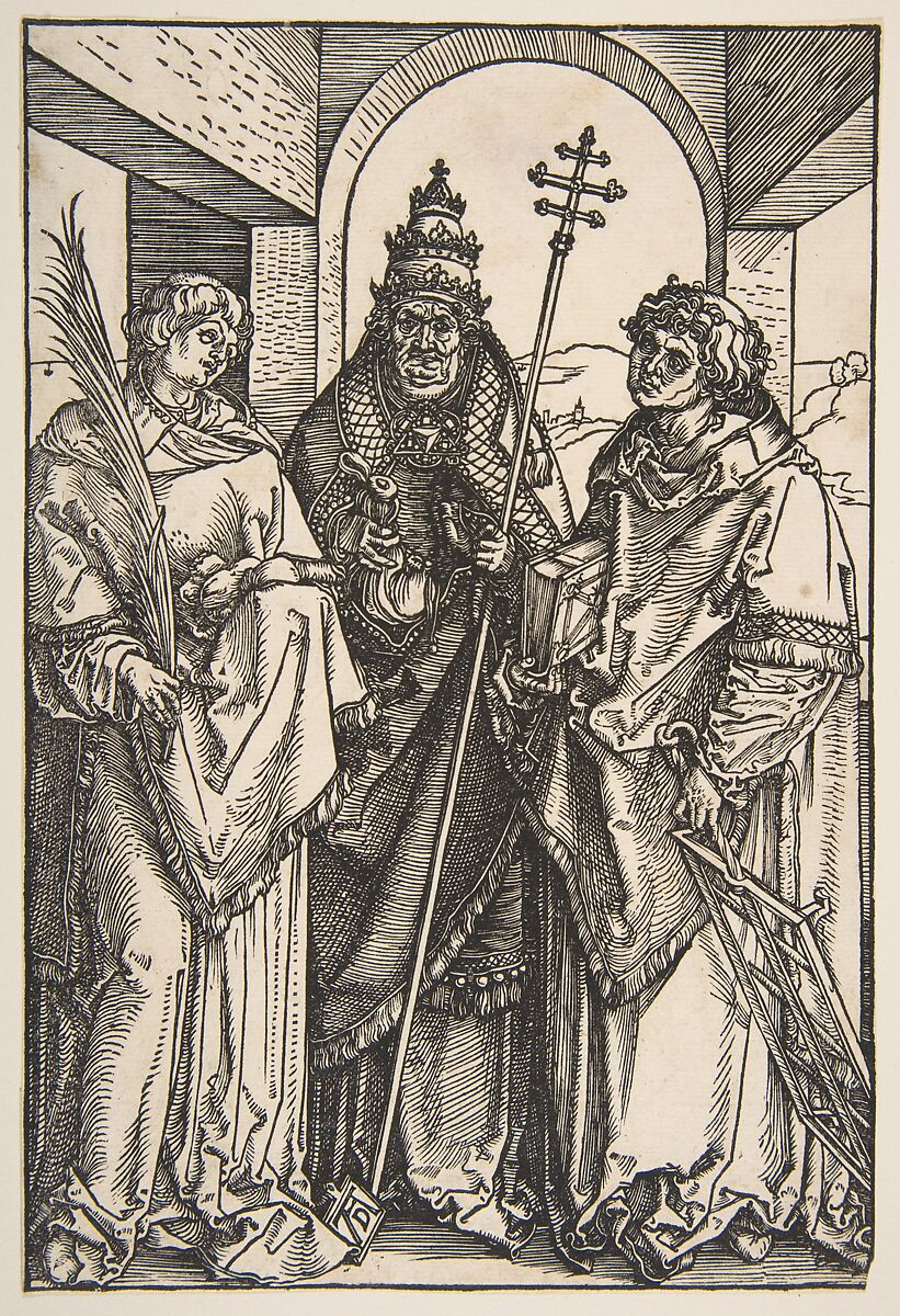 Saint Stephen, Saint Sixtus and Saint Lawrence, Albrecht Dürer (German, Nuremberg 1471–1528 Nuremberg), Woodcut 