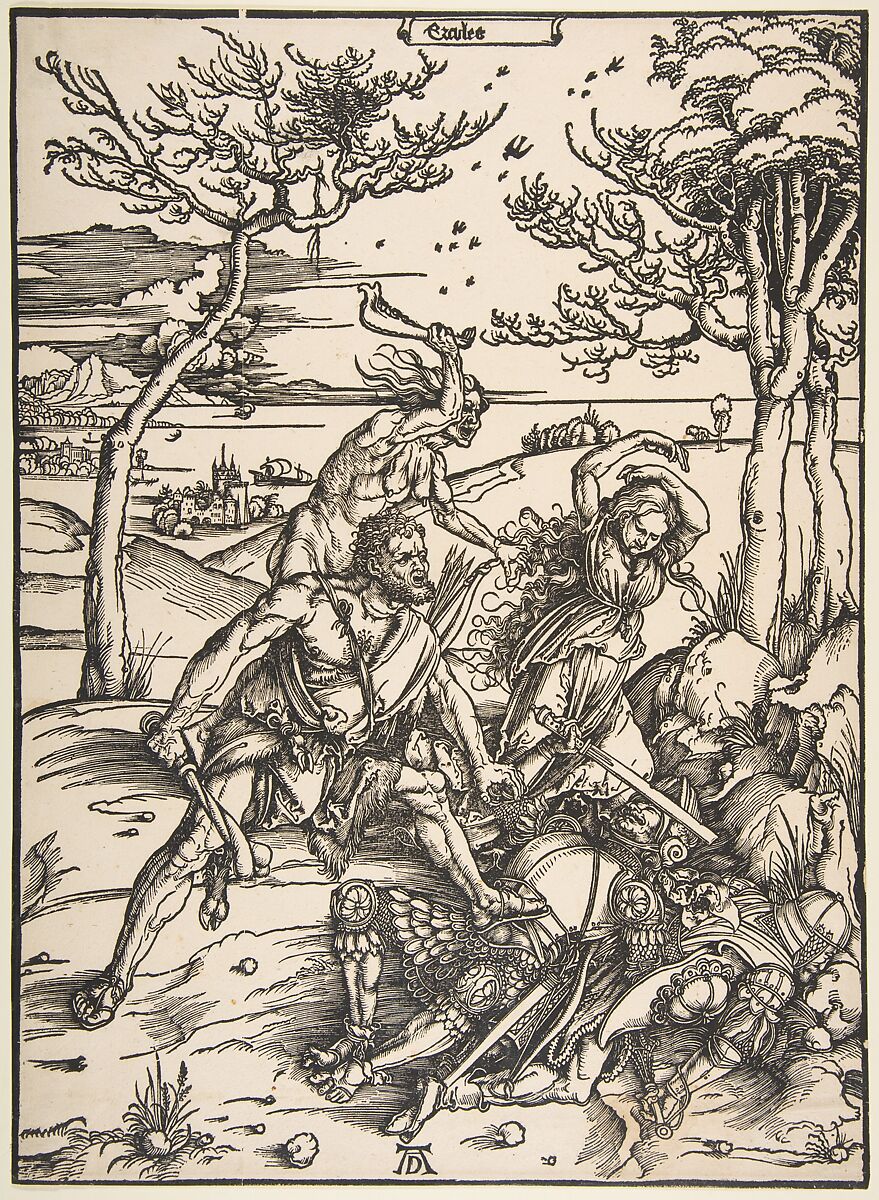 Hercules and Cacus, Albrecht Dürer (German, Nuremberg 1471–1528 Nuremberg), Woodcut 