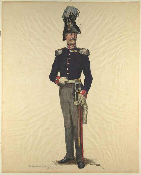 Prussian Military Costume: General 1813, Walter von Looz-Corswarem (German), Pen and ink, brush and watercolor on thin wove paper 