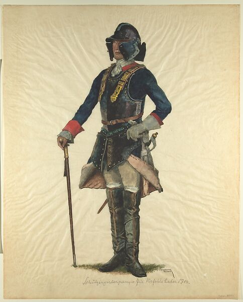 Prussian Military Costume: Trenchman 1780, Walter von Looz-Corswarem (German), Pen and ink, brush and watercolor on thin wove paper 