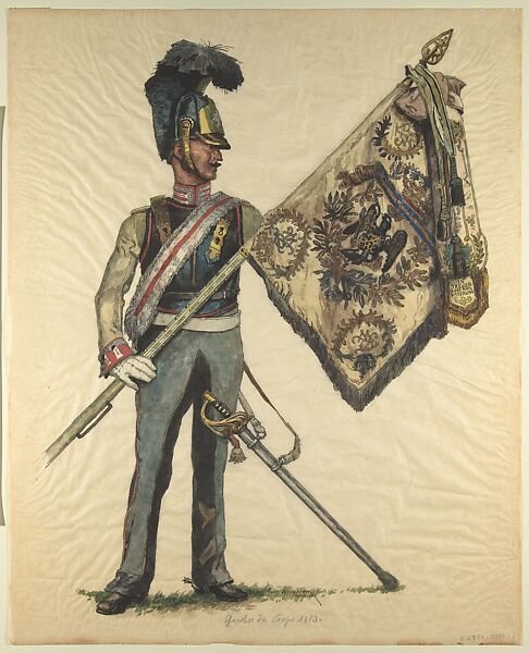 Prussian Military Costume: Gardes du Corps 1813, Walter von Looz-Corswarem (German), Pen and ink, brush and watercolor on thin wove paper 