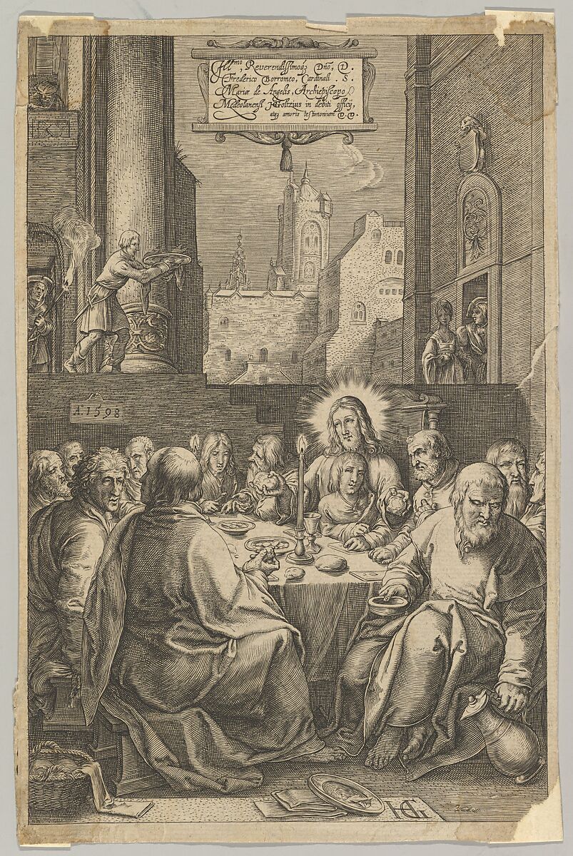 The Last Supper, from "The Passion of Christ", Ludovicus Siceram (Flemish, active Antwerp, ca. 1623), Engraving; first state of three 