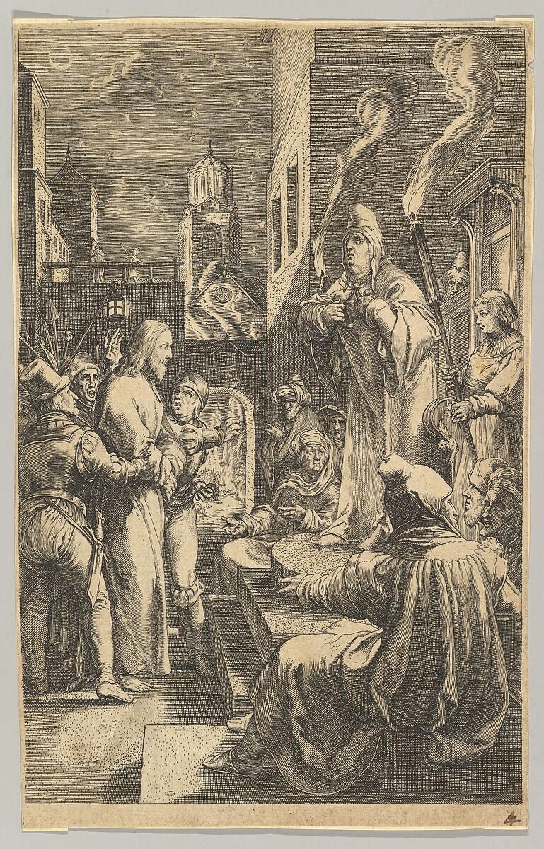 Christ before Caiaphas, from "The Passion of Christ", Ludovicus Siceram (Flemish, active Antwerp, ca. 1623), Engraving 