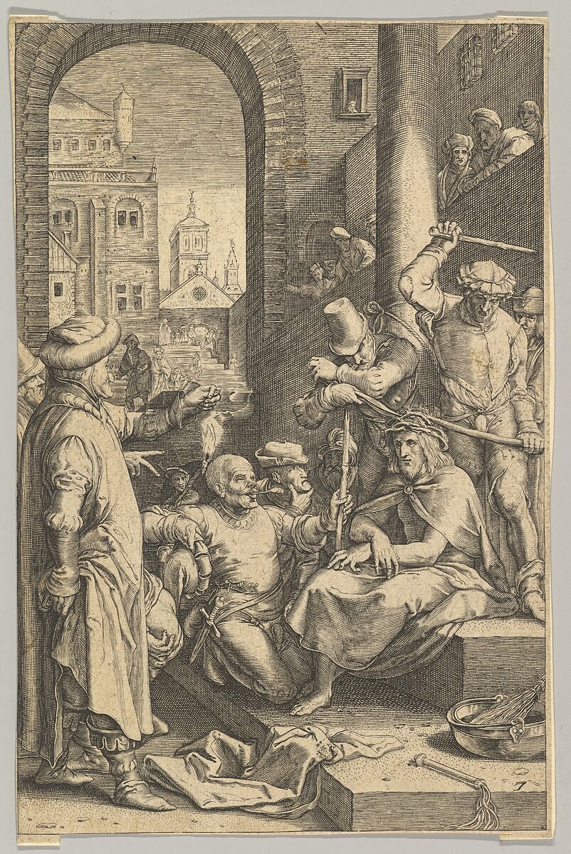 The Crowning with Thorns, from "The Passion of Christ", Ludovicus Siceram (Flemish, active Antwerp, ca. 1623), Engraving 