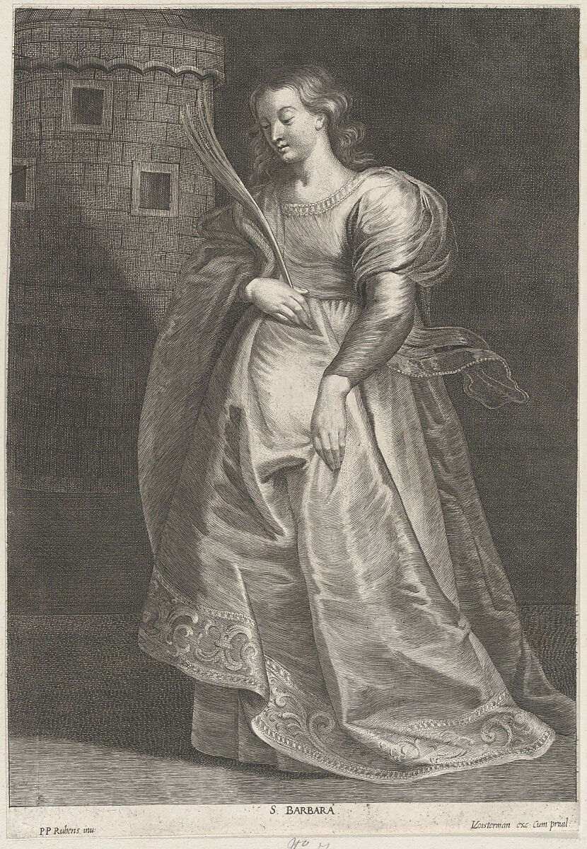 Saint Barbara, Lucas Vorsterman I (Flemish, Zaltbommel 1595–1675 Antwerp), Engraving; only state 