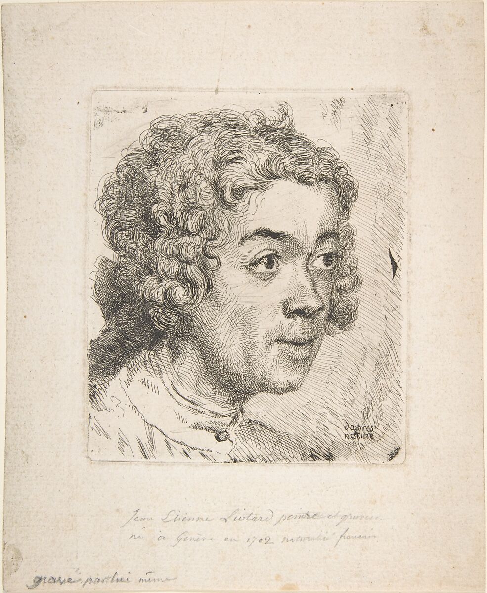 Self Portrait as a Young Man, Jean Etienne Liotard (Swiss, Geneva 1702–1789 Geneva), Etching, second state of three 