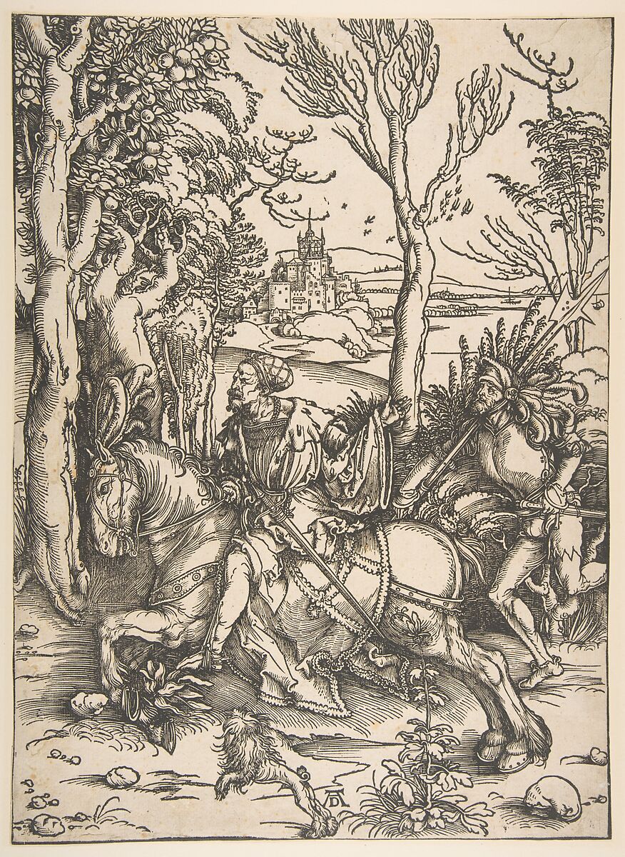 The Knight and Man-at-Arms, Albrecht Dürer (German, Nuremberg 1471–1528 Nuremberg), Woodcut 