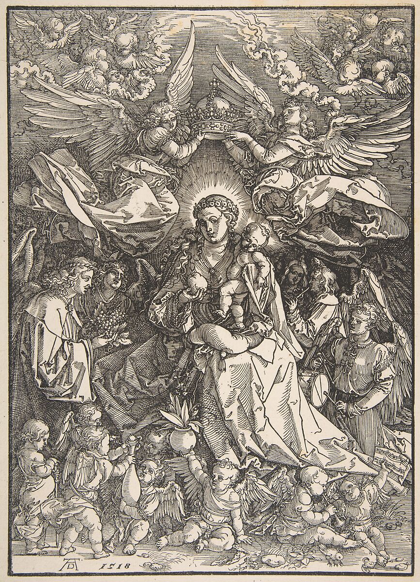 The Virgin Surrounded by Many Angels, Albrecht Dürer (German, Nuremberg 1471–1528 Nuremberg), Woodcut 