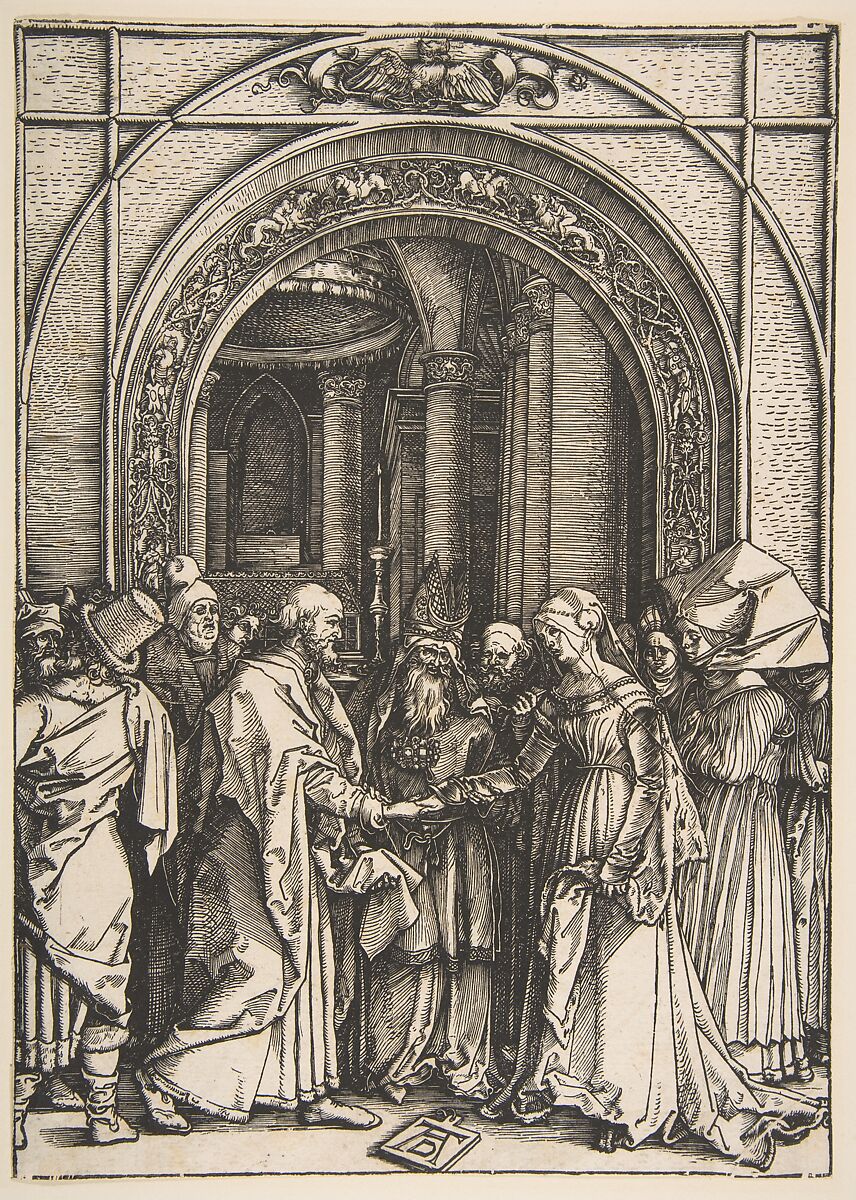 The Betrothal of the Virgin, from "The Life of the Virgin", Albrecht Dürer (German, Nuremberg 1471–1528 Nuremberg), Woodcut 