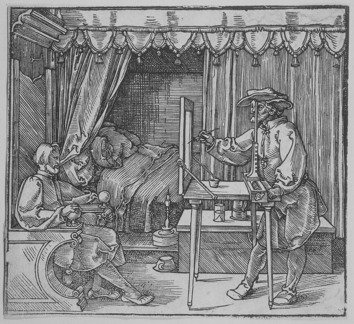 Artist Drawing a Portrait of a Man, Albrecht Dürer (German, Nuremberg 1471–1528 Nuremberg), Woodcut