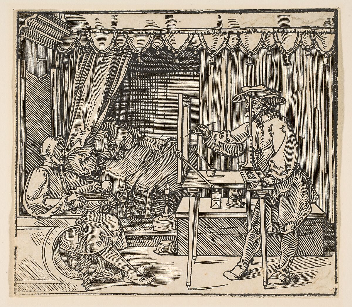 Artist Drawing a Portrait of a Man, Albrecht Dürer (German, Nuremberg 1471–1528 Nuremberg), Woodcut 