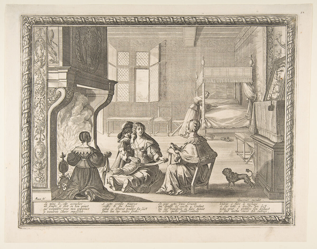 Visit of the Nursemaid, Abraham Bosse (French, Tours 1602/04–1676 Paris), Etching 