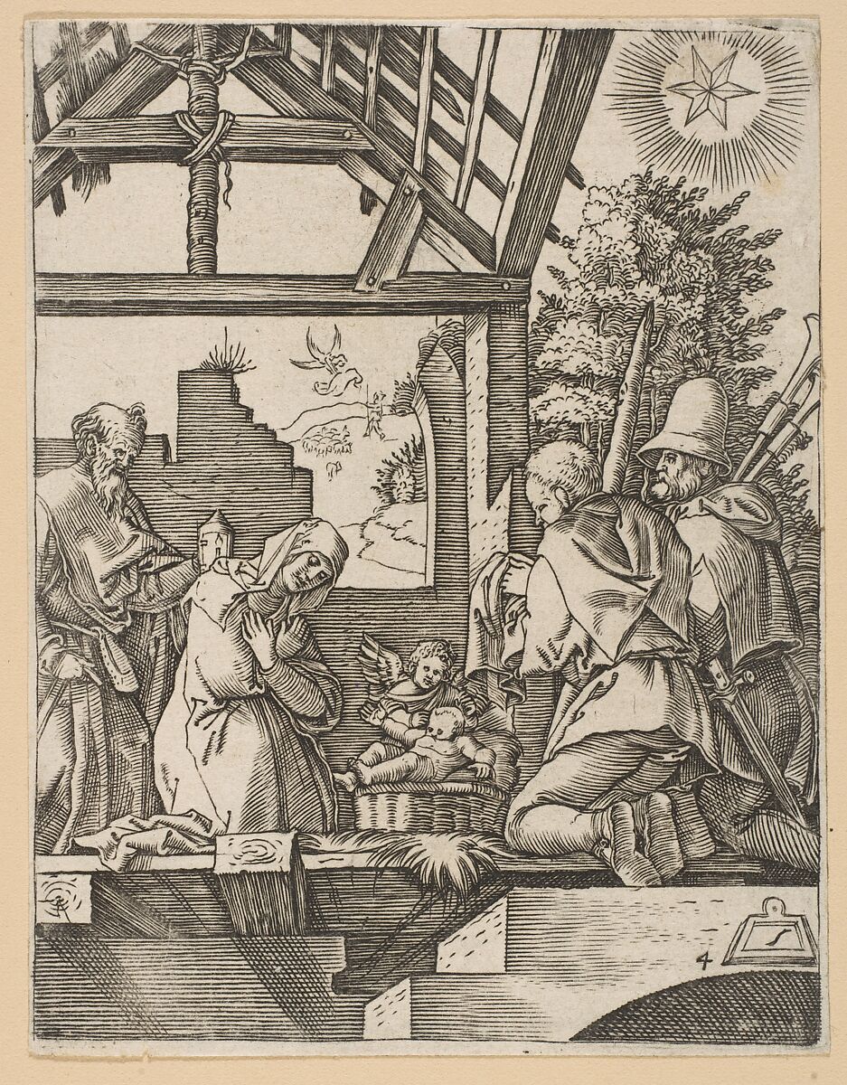 The Nativity (copy), Marcantonio Raimondi (Italian, Argini (?) ca. 1480–before 1534 Bologna (?)), Woodcut 