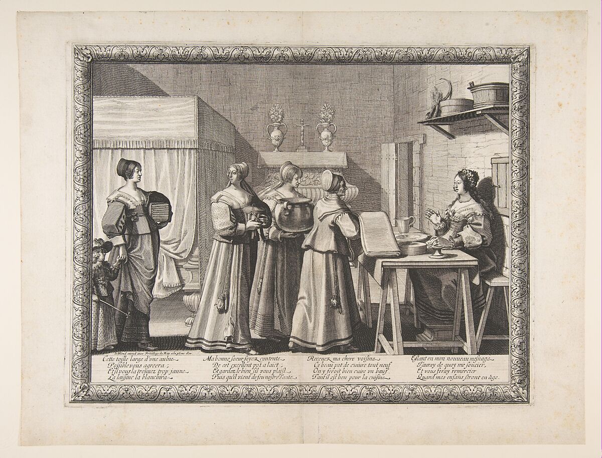 Presents Offered to the Bride, Abraham Bosse (French, Tours 1602/04–1676 Paris), Etching; first state of two 