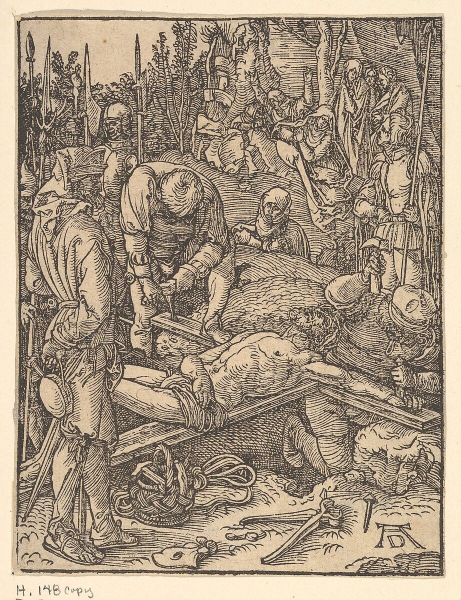 Christ Nailed to the Cross, from "The Little Passion" (copy), Johannes Mommaert, Woodcut 