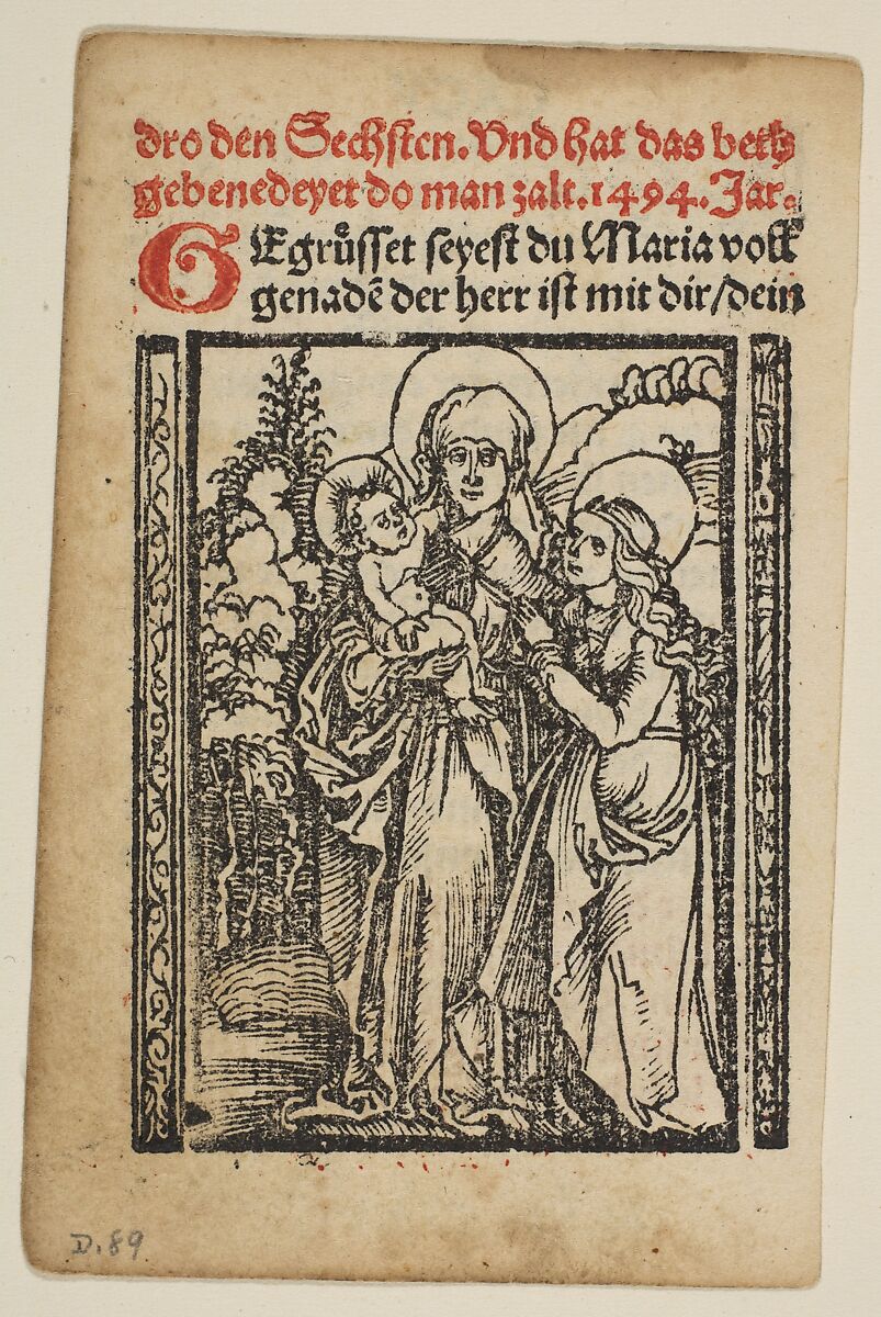 Religious scenes used in Salus Anime, Albrecht Dürer (German, Nuremberg 1471–1528 Nuremberg), Woodcuts