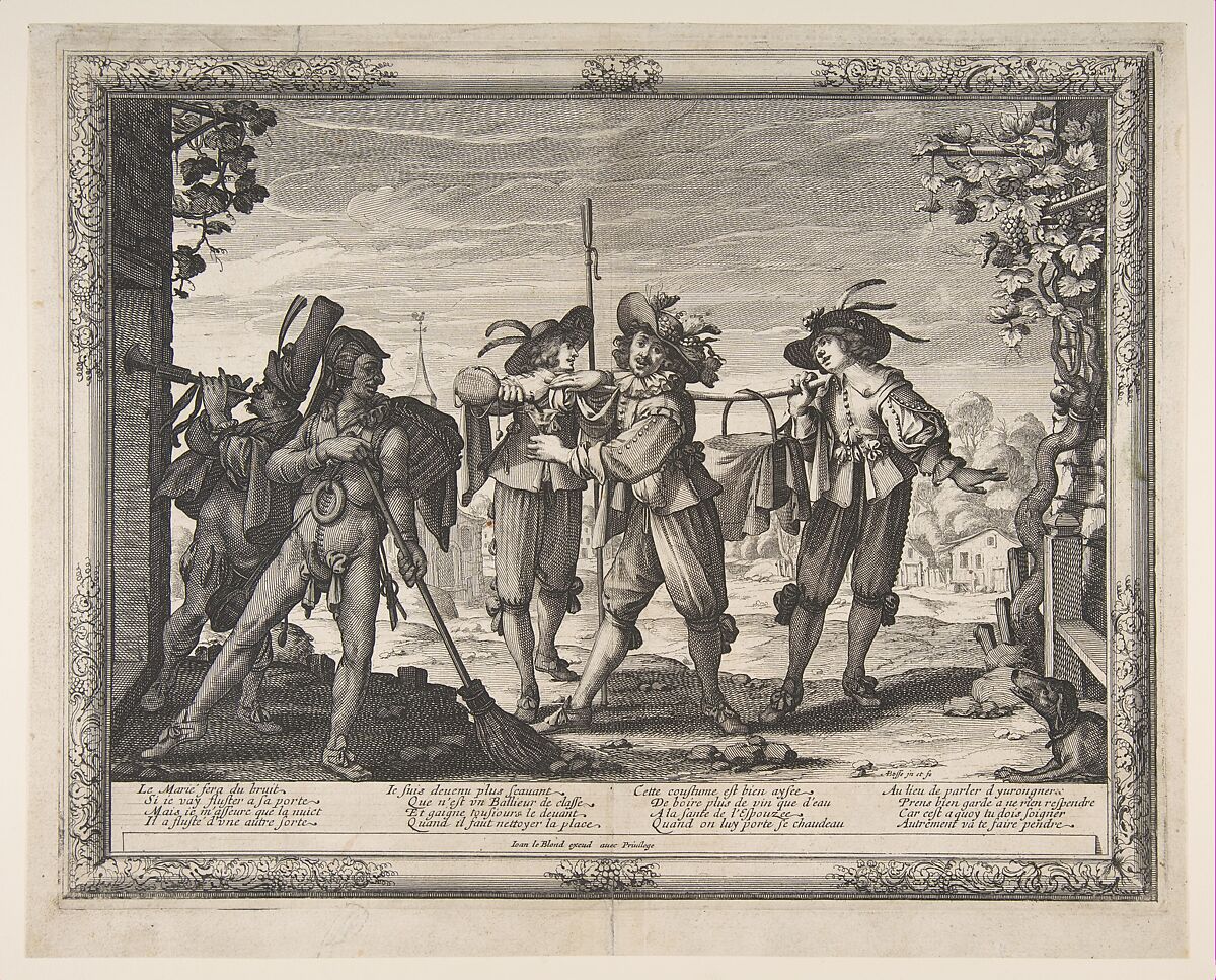 The Hotpot Carried to the Newlyweds; or The Racket, Abraham Bosse (French, Tours 1602/04–1676 Paris), Etching with engraving; first state of two 