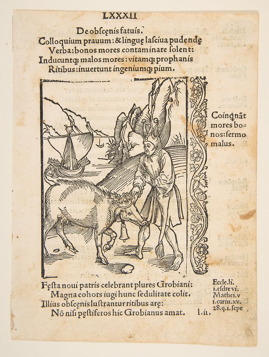 Illustration from Sebastian Brandt's "Navis Stultifera", Basle, Bergmann van Olpe, 1497, Albrecht Dürer (German, Nuremberg 1471–1528 Nuremberg), Woodcut 