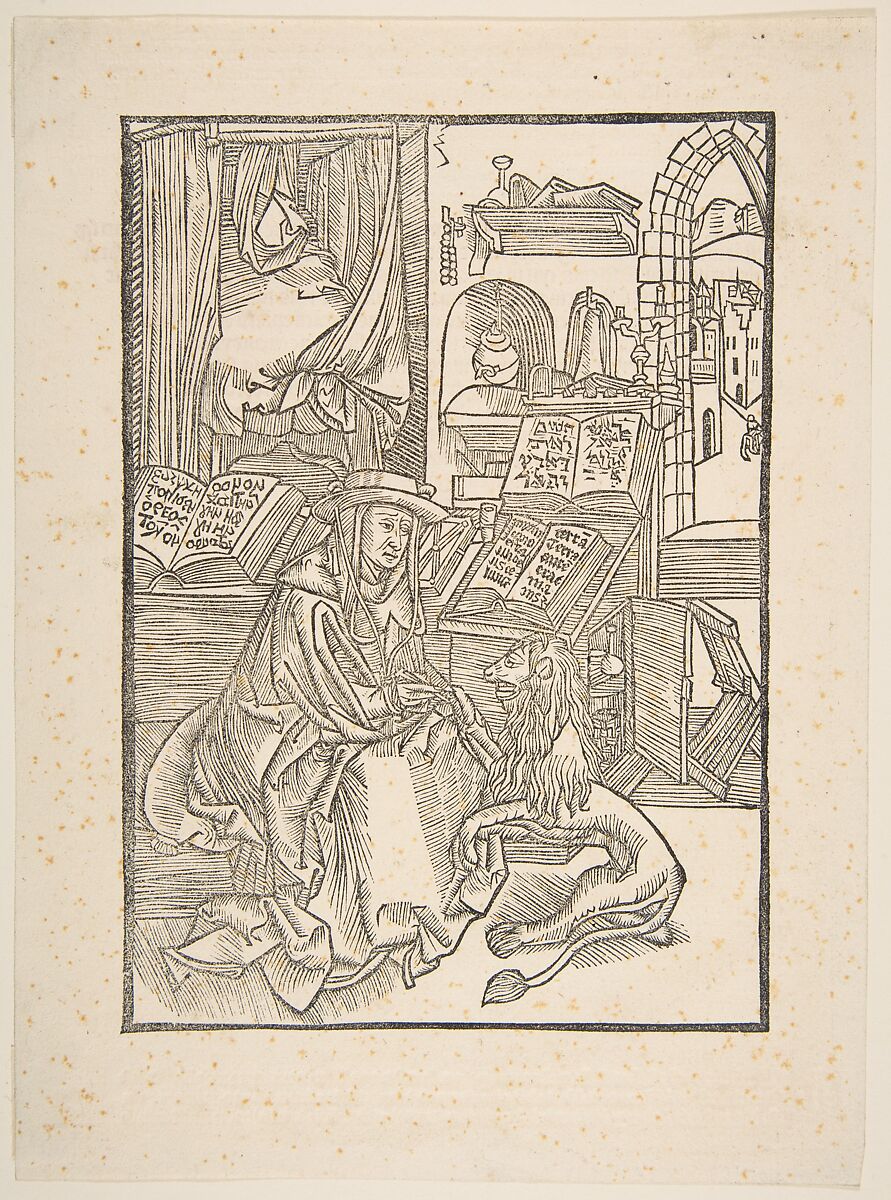 Saint Jerome Extracting a Thorn from the Lion's Foot, Lyons, 1508 (copy), After Albrecht Dürer (German, Nuremberg 1471–1528 Nuremberg), Woodcut 