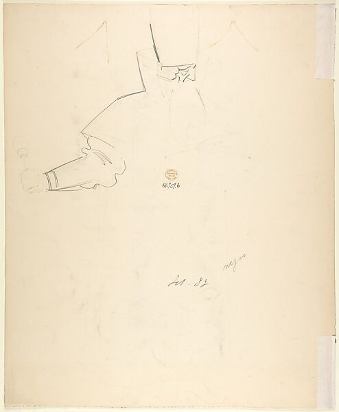 Costume Study for Robed, Bearded Boyar with Staff; verso: Sketch for the same figure, Pavel Petrovic Froman (Russian, Moscow 1894–1940 Zagreb), Watercolor, gouache, gold paint, over graphite; verso: graphite.