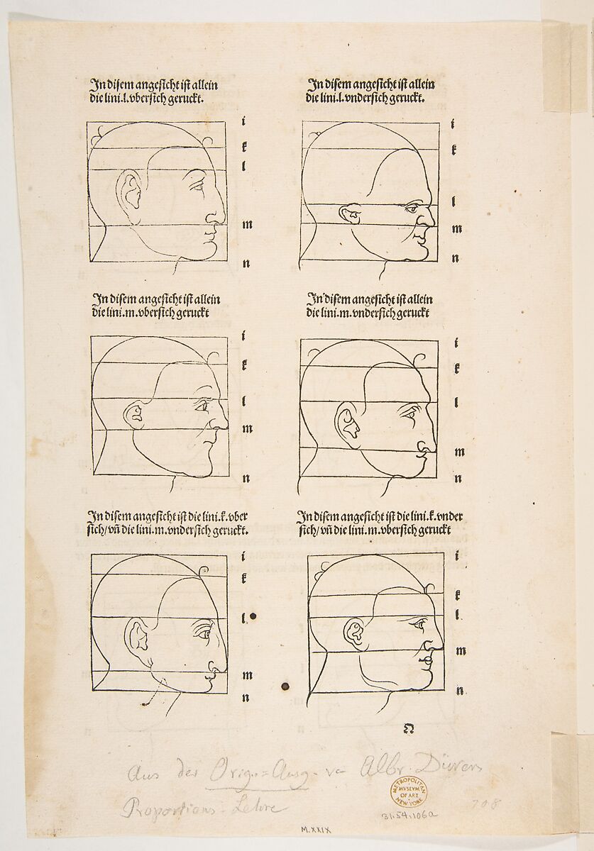 Illustration and Text from Dürer's "Vier Bucher von Menslicher Proportion", Albrecht Dürer (German, Nuremberg 1471–1528 Nuremberg), Woodcut