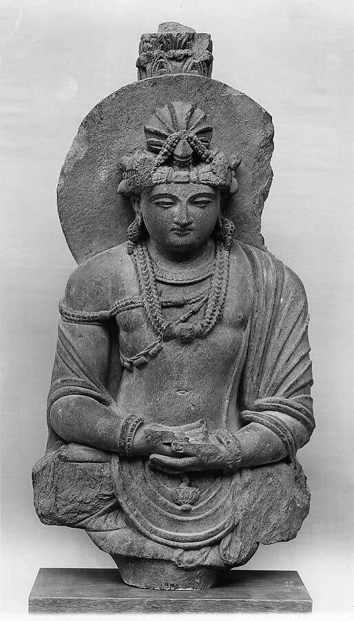 Seated Bodhisattva, Possibly Padmapani, Stone, Pakistan (ancient region of Gandhara) 