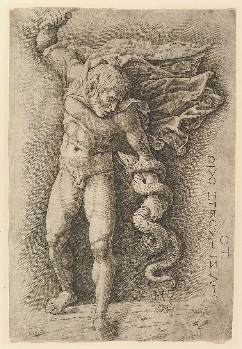 Hercules and the Hydra, School of Andrea Mantegna (Italian, Isola di Carturo 1430/31–1506 Mantua), Engraving 