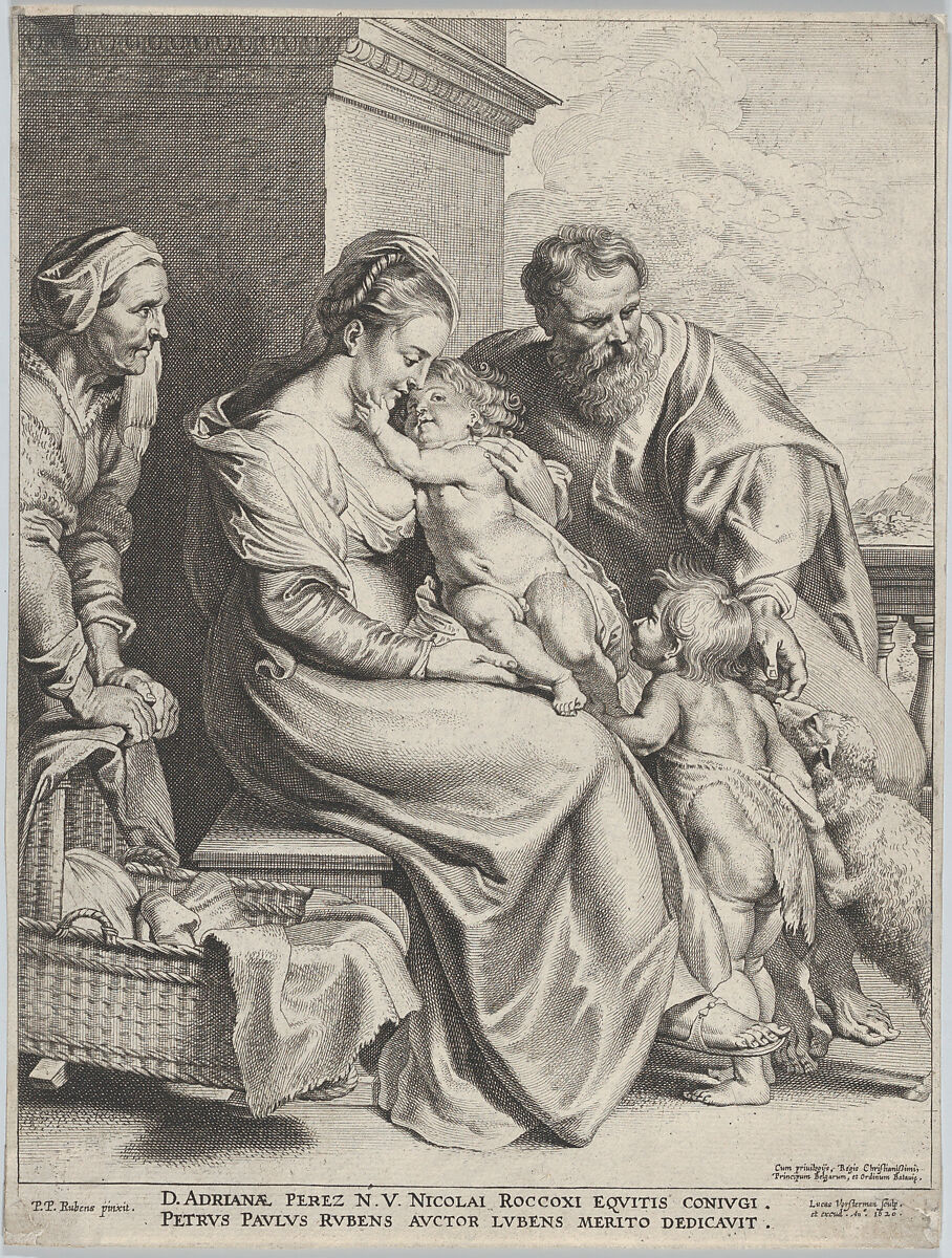 The Holy Family with Saint Elizabeth and John the Baptist as a Child, Lucas Vorsterman I (Flemish, Zaltbommel 1595–1675 Antwerp), Engraving; third state of five (Hollstein) 
