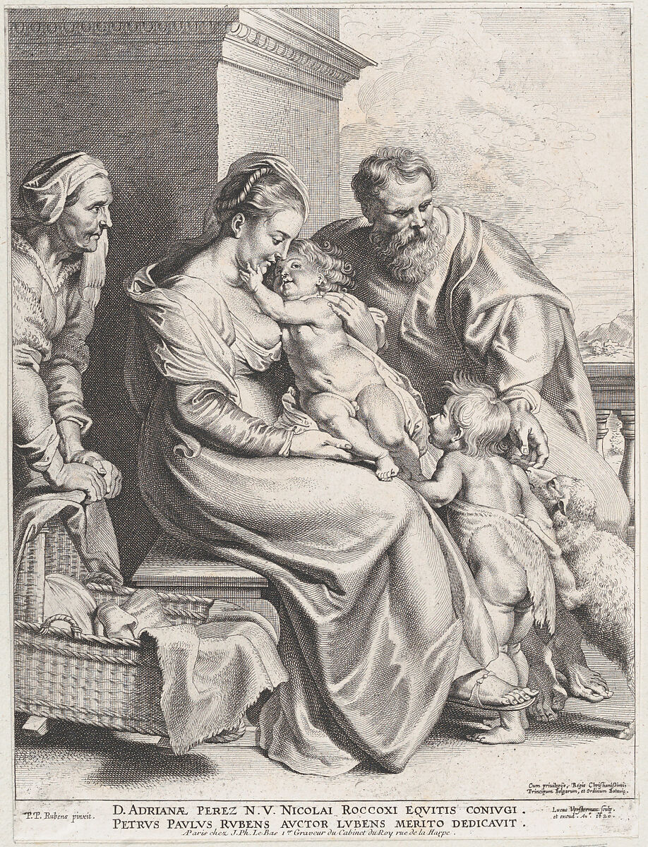 The Holy Family with Saint Elizabeth and John the Baptist as a Child, Lucas Vorsterman I (Flemish, Zaltbommel 1595–1675 Antwerp), Engraving; fifth state of five (Hollstein) 