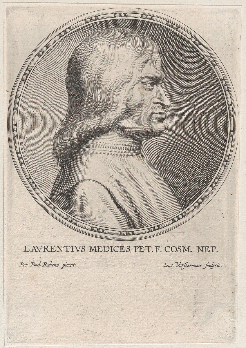 Portrait of Lorenzo de' Medici, Lucas Vorsterman I (Flemish, Zaltbommel 1595–1675 Antwerp), Engraving; only state 