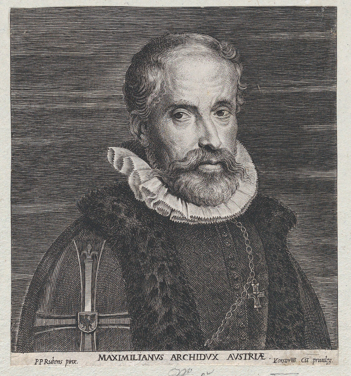 Portrait of Maximilian III, Archduke of Austria, Lucas Vorsterman I (Flemish, Zaltbommel 1595–1675 Antwerp), Engraving; first state of three (Hollstein) 