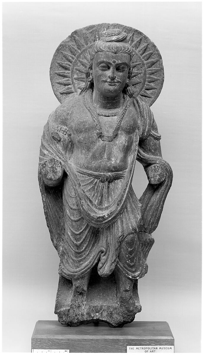 Standing Bodhisattva, Schist, Pakistan (ancient region of Gandhara) 