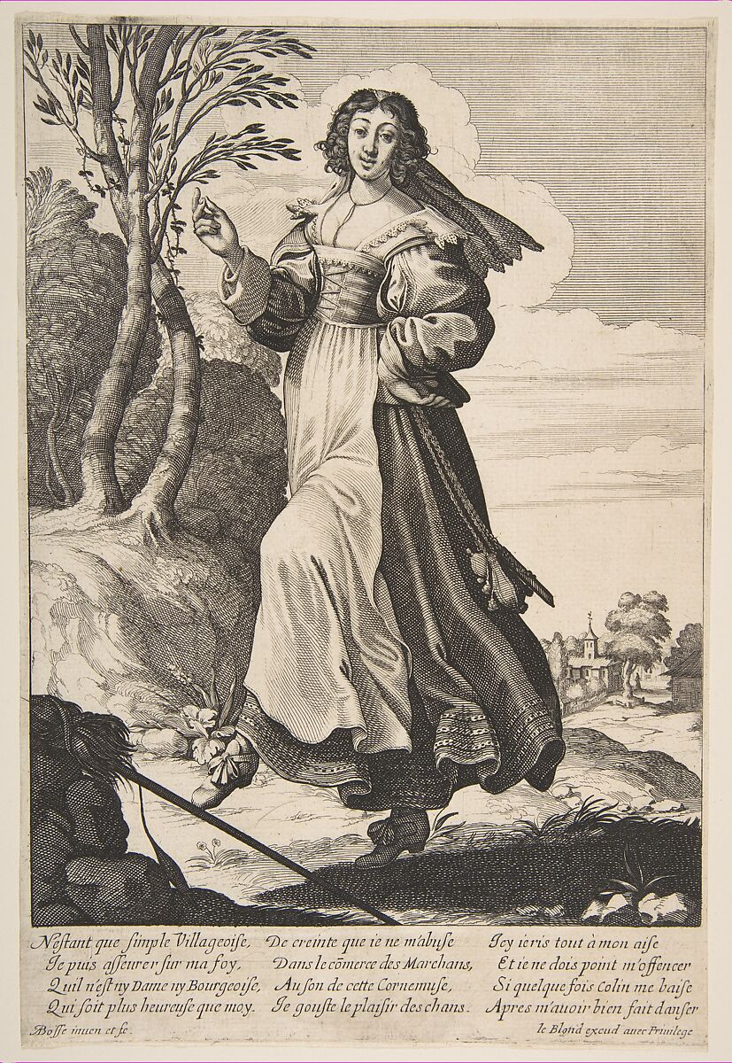 Village Girl Dancing, Abraham Bosse (French, Tours 1602/04–1676 Paris), Etching 