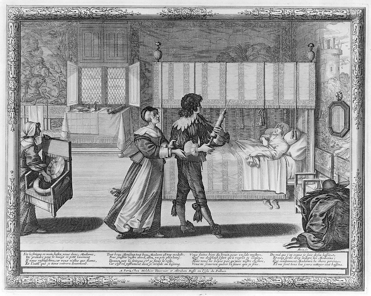 The Enema, Abraham Bosse (French, Tours 1602/04–1676 Paris), Etching with engraving; second state of two