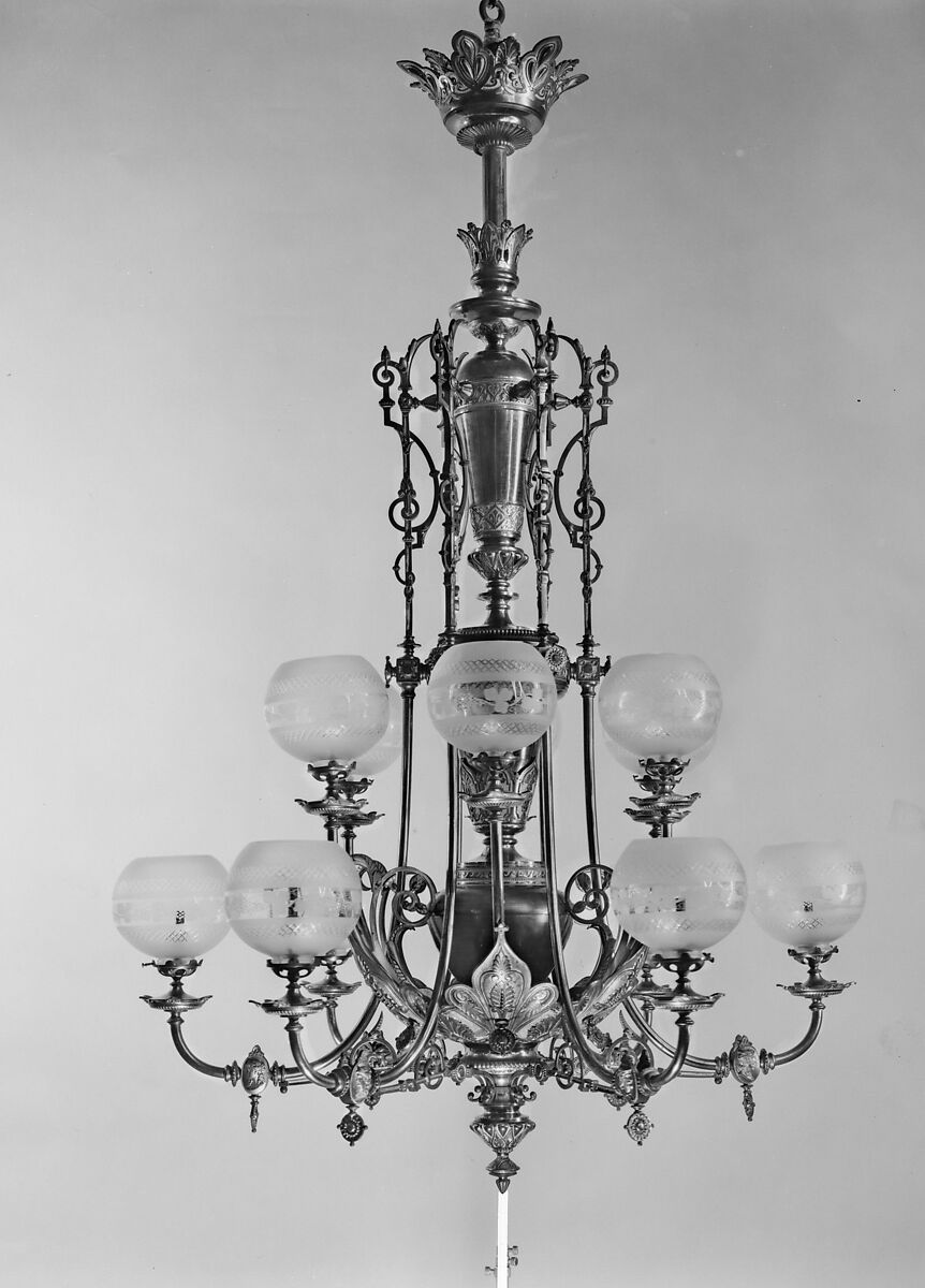 Chandelier, Attributed to Mitchell, Vance &amp; Co. (New York), Brass, American 