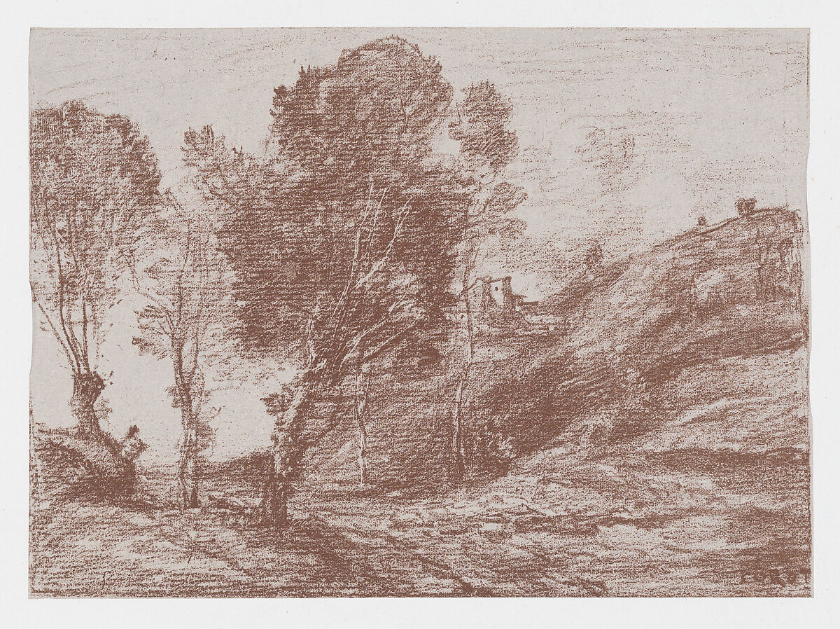 Souvenir of Italy, Camille Corot (French, Paris 1796–1875 Paris), Transfer lithograph; first state of two 