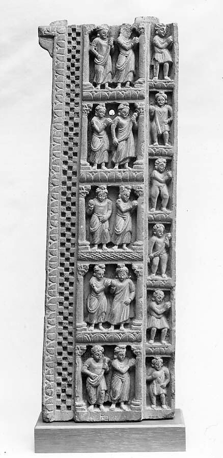 False Gable Border Relief: Worshippers in Princely Costumes, Stone, Pakistan (ancient region of Gandhara,Taxila)