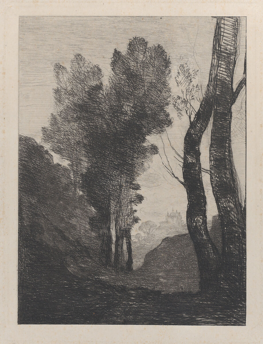 Environs of Rome, Camille Corot (French, Paris 1796–1875 Paris), Etching; third state of three 