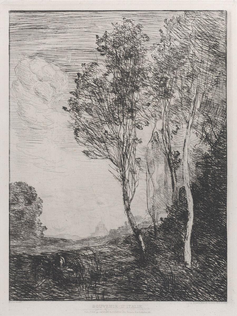 Souvenir of Italy (Souvenir d'Italie), Camille Corot (French, Paris 1796–1875 Paris), Etching; probably an intermediate state between the second and third 