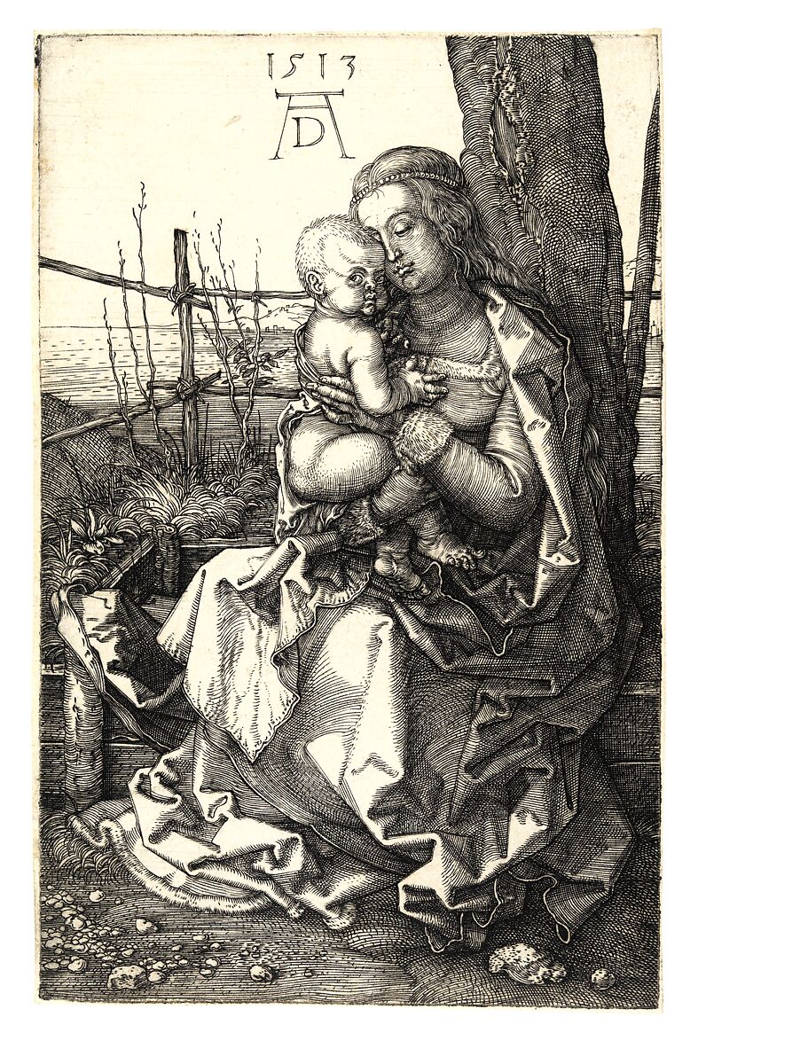 Virgin and Child Seated by a Tree, Albrecht Dürer (German, Nuremberg 1471–1528 Nuremberg), Engraving