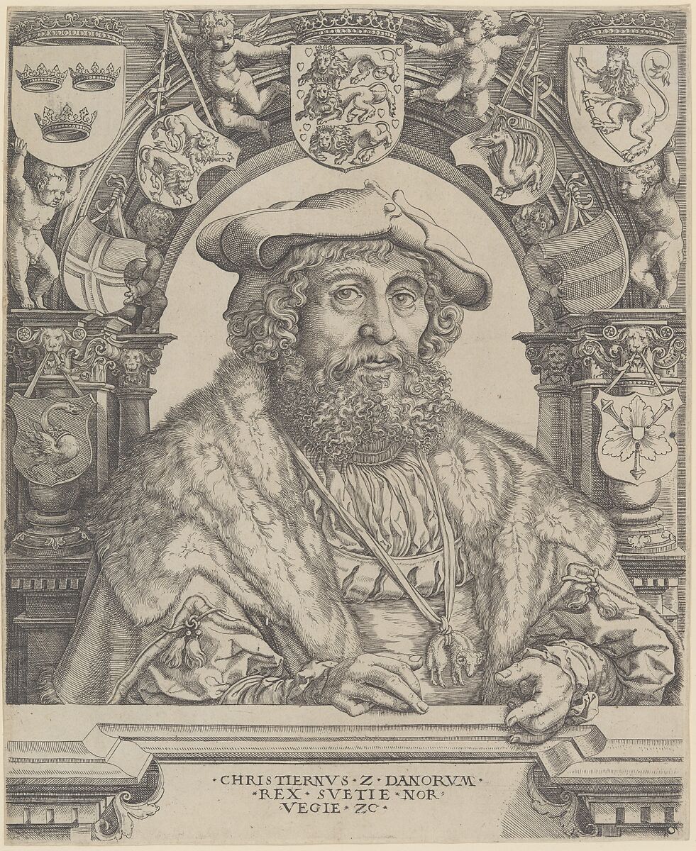 Christian II, King of Denmark, After Jan Gossart (called Mabuse) (Netherlandish, Maubeuge ca. 1478–1532 Antwerp (?)), Engraving; first state of two 