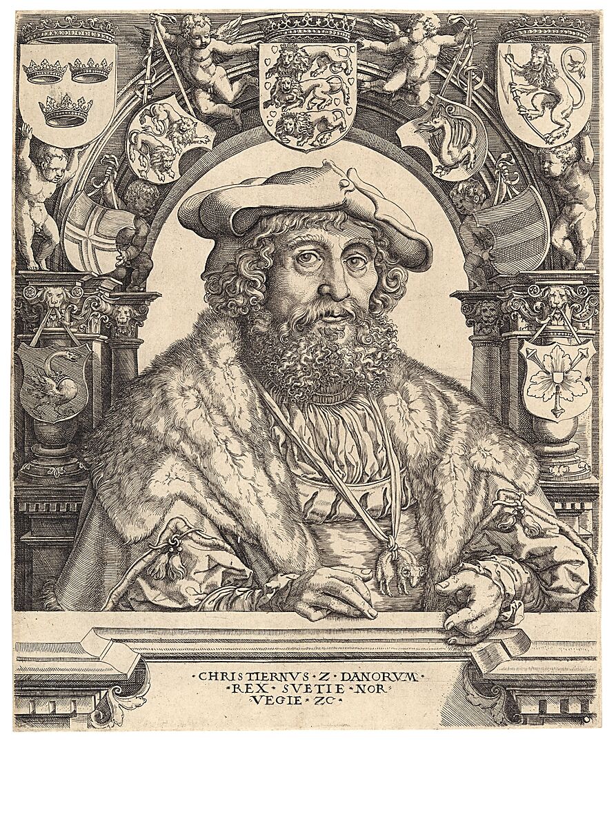 Christian II, King of Denmark, After Jan Gossart (called Mabuse) (Netherlandish, Maubeuge ca. 1478–1532 Antwerp (?)), Engraving; first state of two