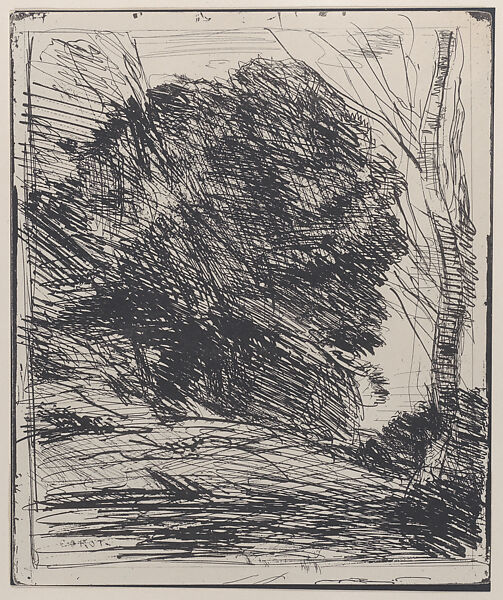 Trees on the Mountain (Les Arbres dans la Montagne), Camille Corot (French, Paris 1796–1875 Paris), Cliché-verre 