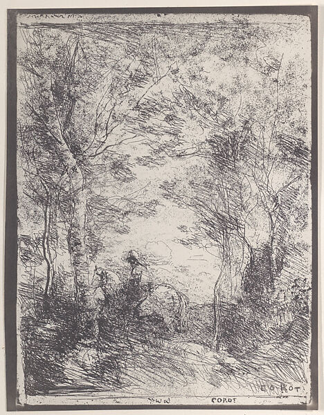 The Small Rider in the Woods (Le Petit Cavalier sous Bois), Camille Corot (French, Paris 1796–1875 Paris), Cliché-verre 