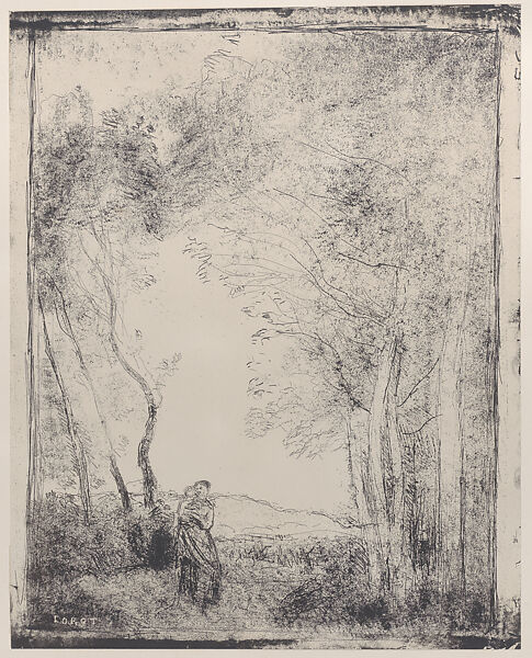 Young Mother at the Entrance to a Forest (Jeune Mère à L'Entrée d'un Bois), Camille Corot (French, Paris 1796–1875 Paris), Cliché-verre 