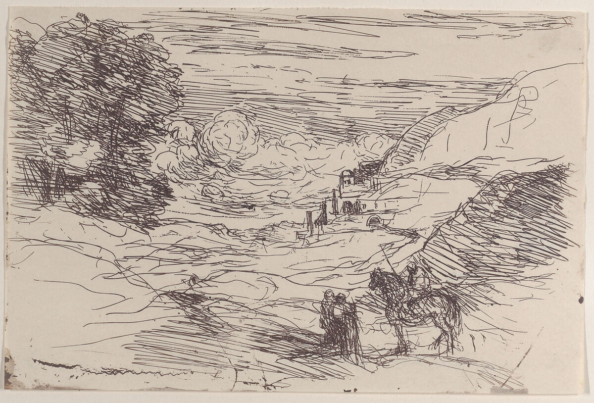 Les Paladins, Camille Corot (French, Paris 1796–1875 Paris), Cliché-verre 