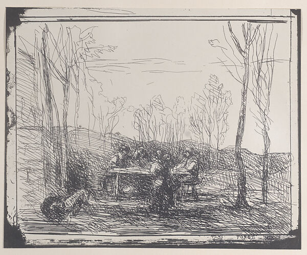 Luncheon in the Clearing (Un Déjeuner dans la clairière), Camille Corot (French, Paris 1796–1875 Paris), Cliché-verre 