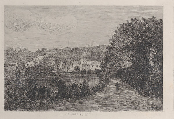 Landscape after Corot, Ernest-Philippe Boetzel (French, Sarreguemines 1830–1920), Etching 